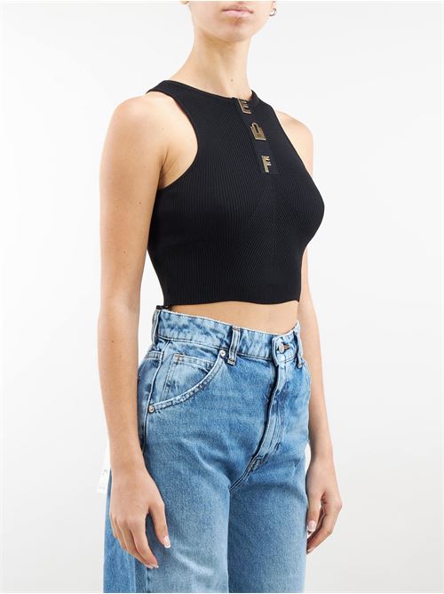 Cropped top in viscose with lettering Elisabetta Franchi ELISABETTA FRANCHI | Top | TK06B42E2110